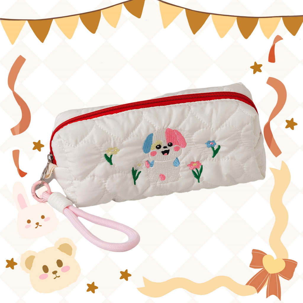 Trousse à stylos Chien Fleuri
