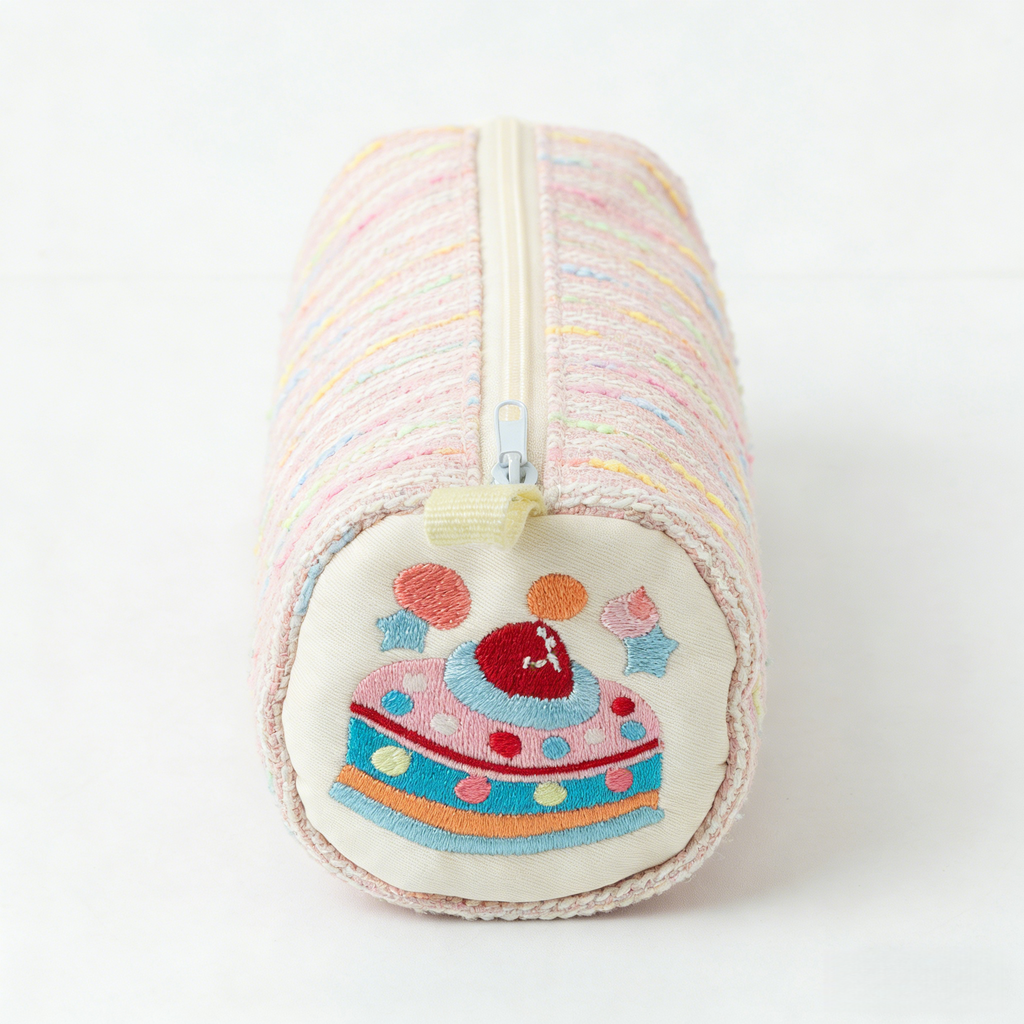 Trousse à stylos Cylindre « Gâteau Rose » – Design Kawaii