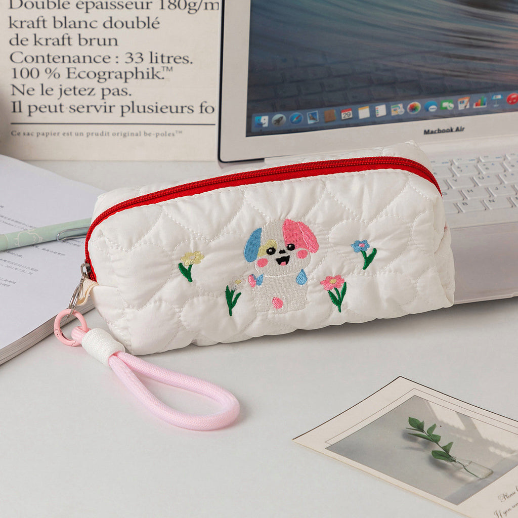 Trousse à stylos Chien Fleuri